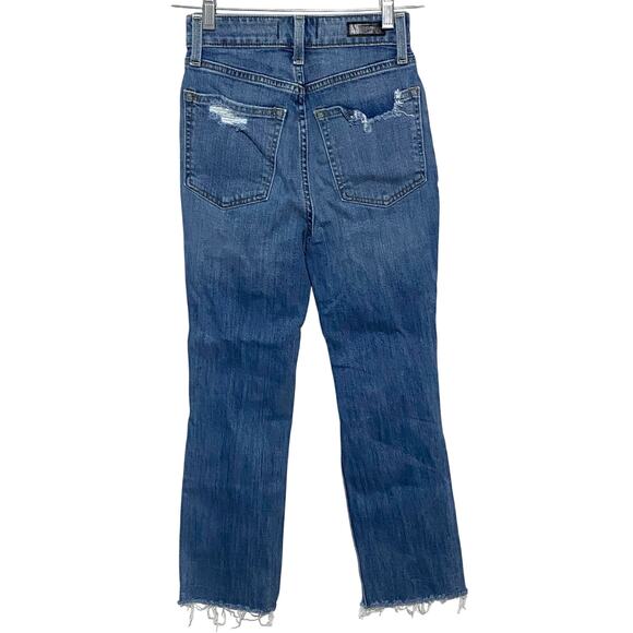 Abercrombie Zoe Natural Rise Ankle Straight Jeans Women 24 00S Distressed Ripped - Picture 2 of 9